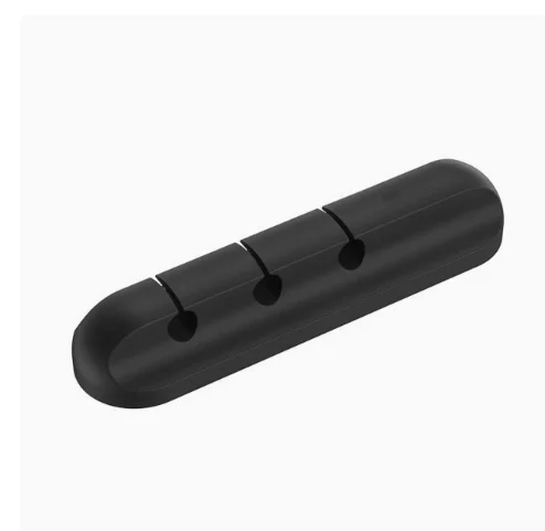 Cable Organizer Silicone Desk Cable Holder — 3 Holes-Black