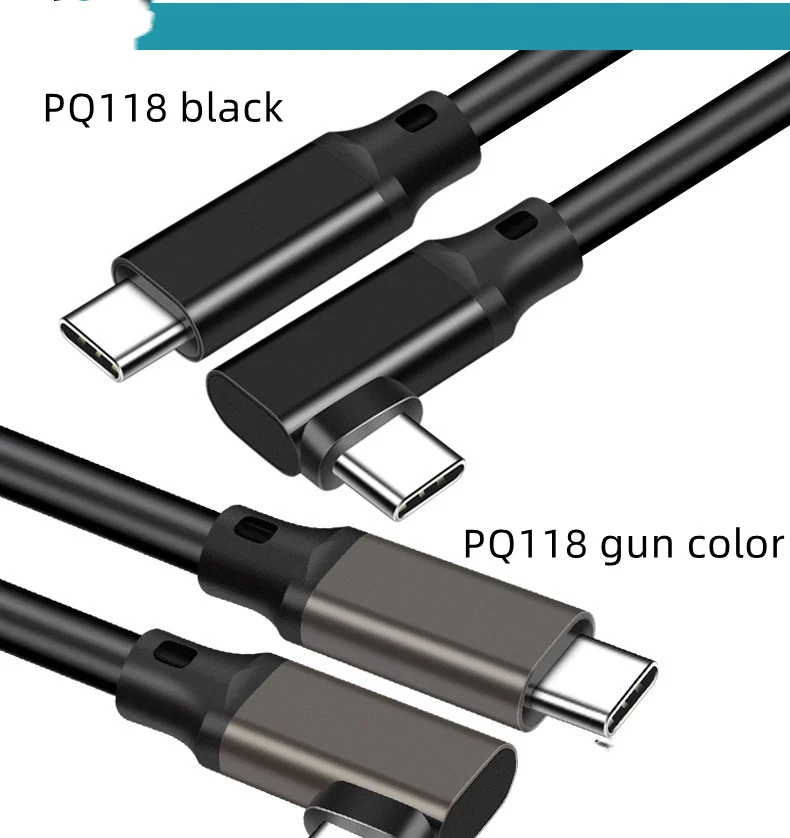 Right-angle USB-C cable, 0.2 m — PQ118 black-0.2meters