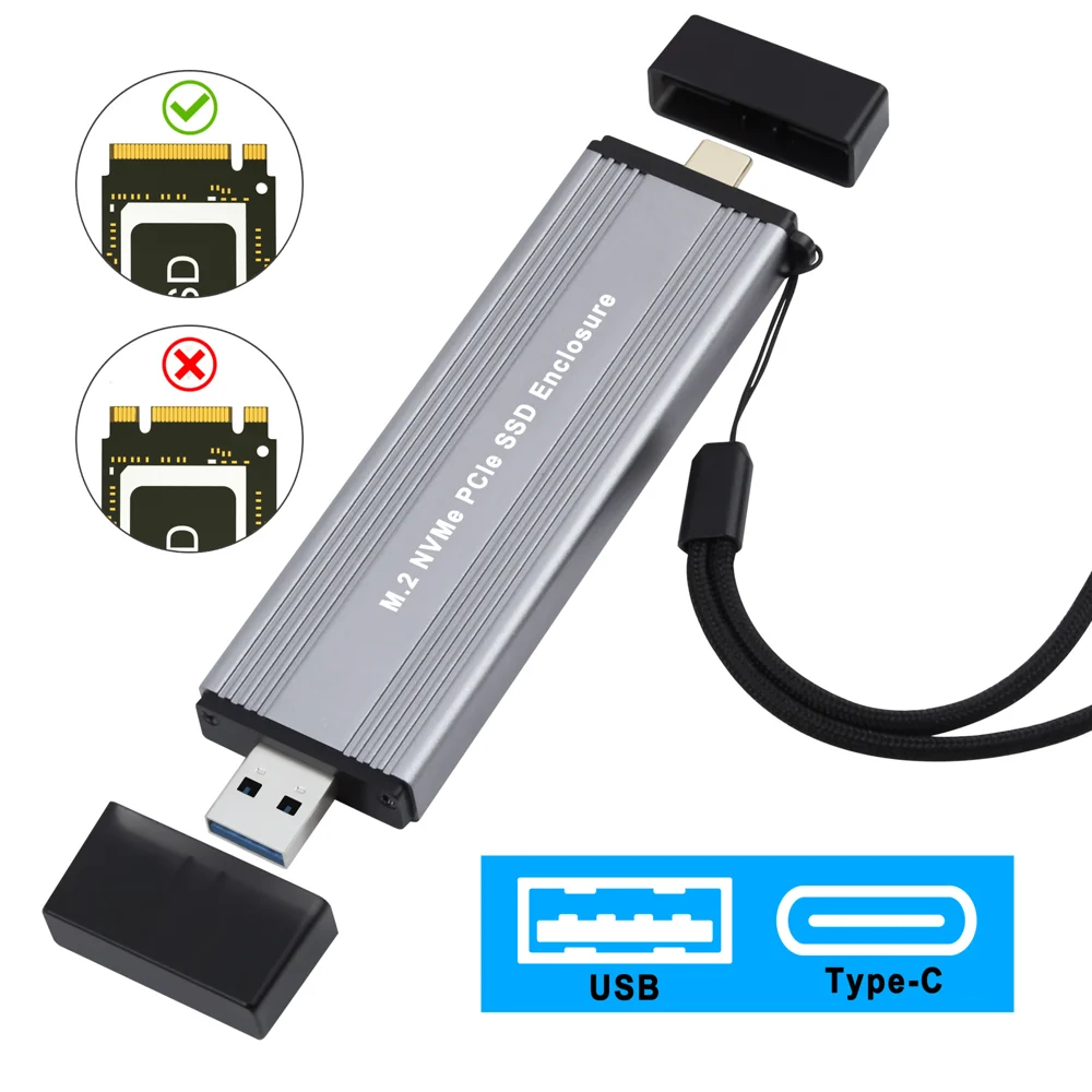 M.2 NVMe aluminum drive enclosure — NVME Long