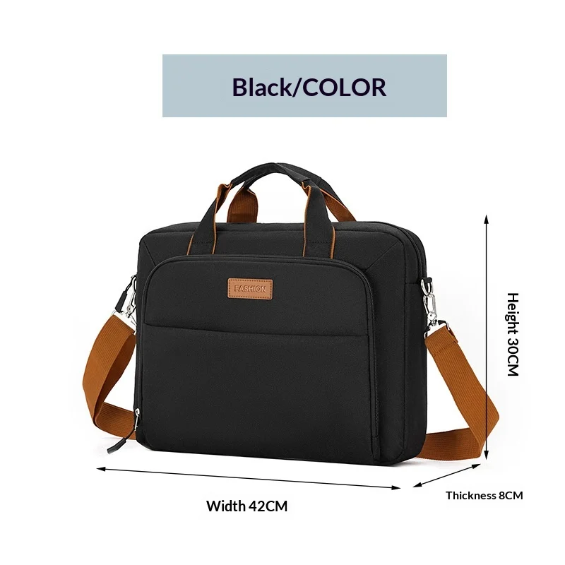 Minimalist Crossbody Bag Laptop Sleeve — Black-42X8X30cm
