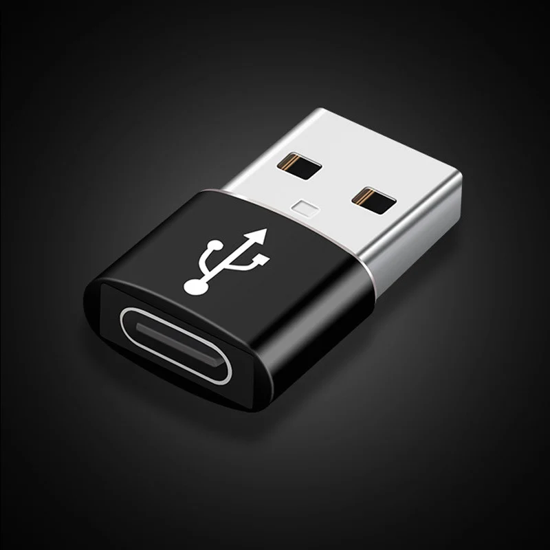 USB-A male to USB-C female adapter — Black